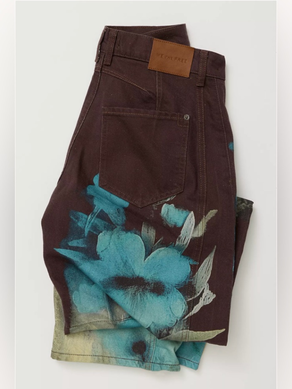 NWT We The Free Good Luck Printed Barrel Jeans Washed Floral - 33 - Picture 7 of 13